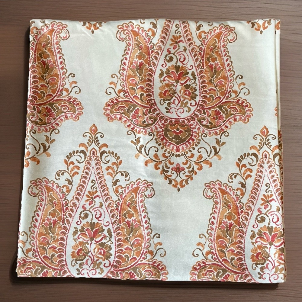 TAHARI HOME Orange Vendome Paisley Medallion Fabric Shower Curtain